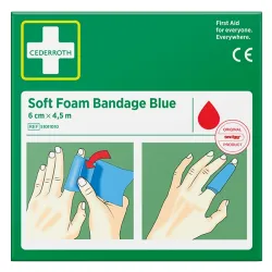 Cederroth Soft Foam Verband blauw | 6 cm x 4,5 m | 10 Stück